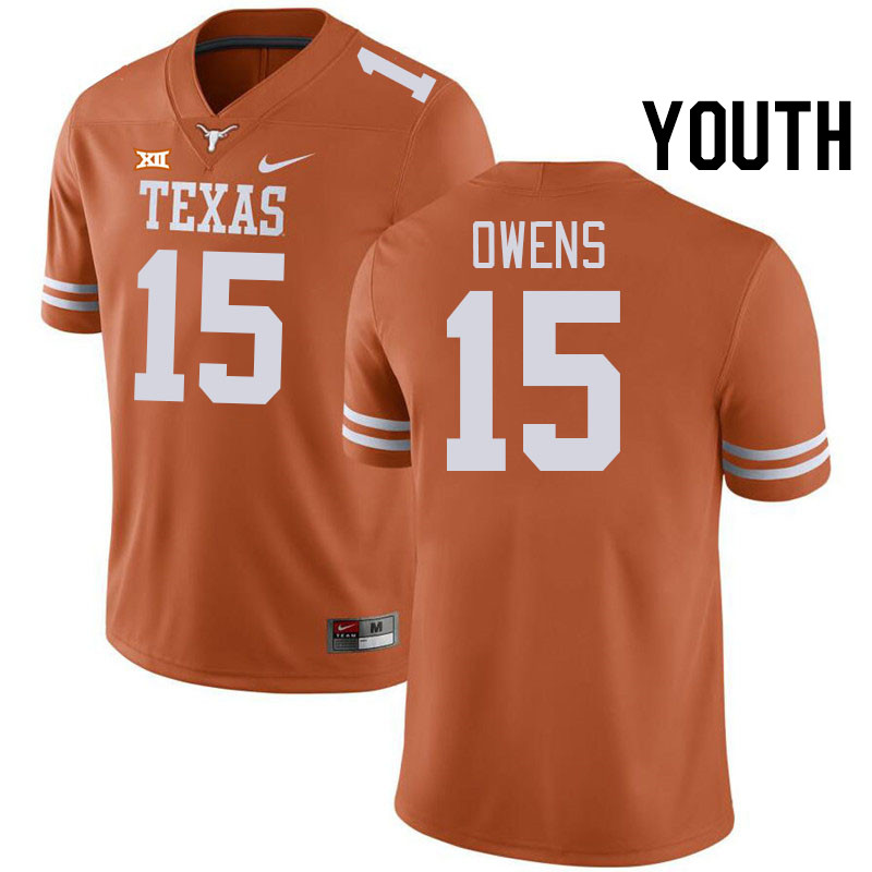 Youth #15 Trey Owens Texas Longhorns College Football Jerseys Stitched-Orange